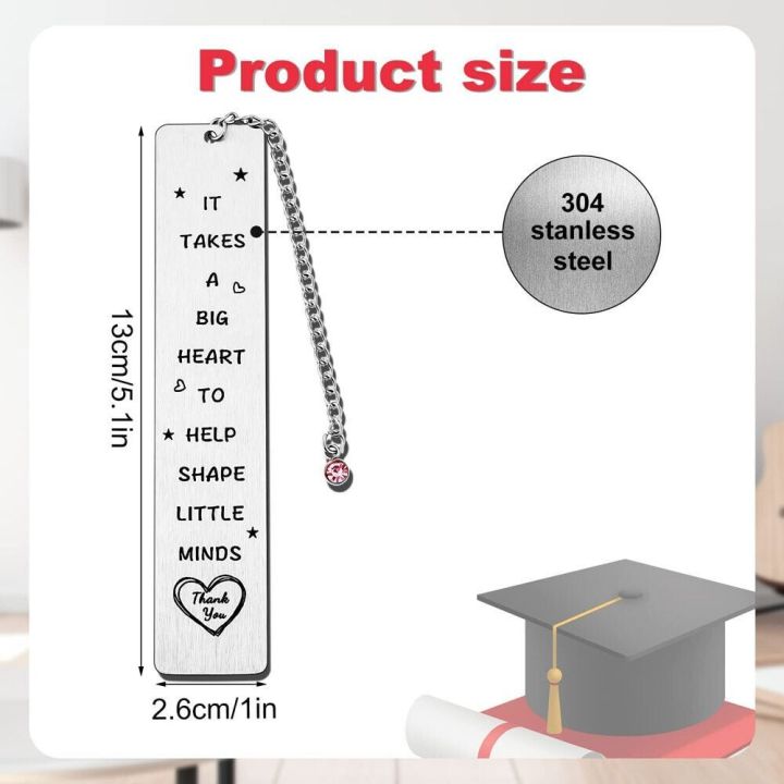 sr2n-จี้ห้อยคอ-ที่คั่นหนังสือโลหะครู-โลหะสำหรับตกแต่ง-คำชื่นชมครู-บุ๊คมาร์ค-ความแปลกใหม่-ขอบคุณนะครับ-คลิปหนังสือคลิป-คริสมาสต์