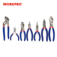 WORKPRO 7PC Pliers set Wire Cable Cutter Plier Set dipped handle Electrician Plumbing Plier Long Nose Plier