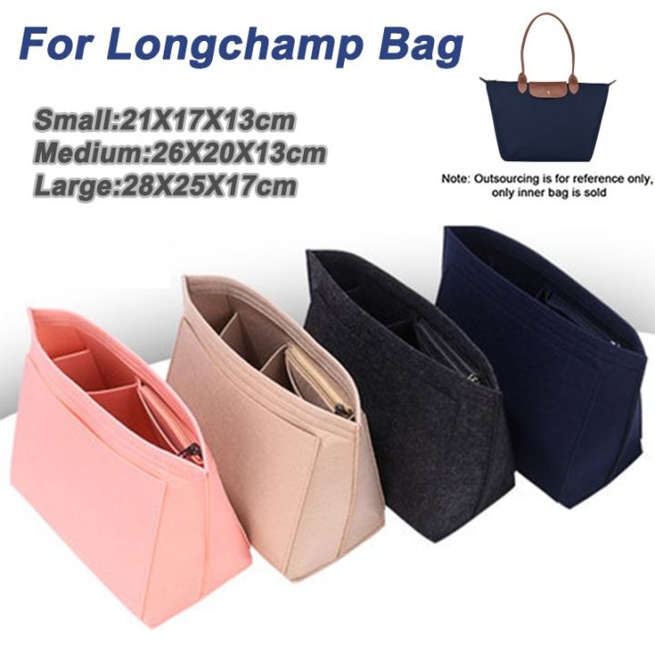 กระเป๋าสอดสักหลาดใส่ได้พอดีกับกระเป๋าผ้าซับในกระเป๋าถือ-longchamp-ผ้าสักหลาดรองรับกระเป๋าเครื่องสำอางพกพาสำหรับการเดินทางกระเป๋าจัดระเบียบ