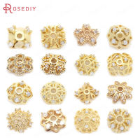 24K Gold Color Brass and Zircon Snowflake Flower Beads Caps Jewelry Earrings Beads Making Supplies Diy Findings Accessories Beads
