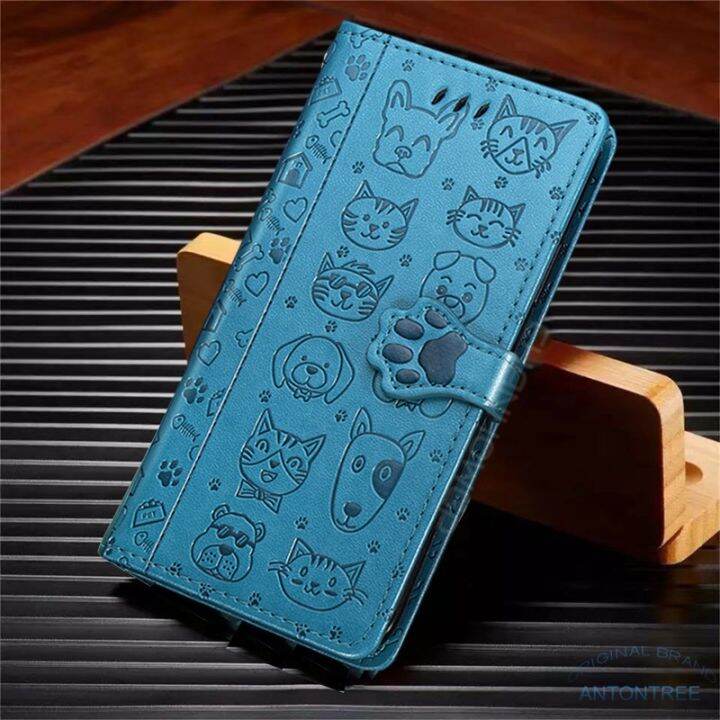 เคสเคสโทรศัพท์ไอโฟนแบบหนังกระเป๋าสตางค์หนังแบบพับลายนูนรูปแมวและสุนัข-x7a-น่ารักปกหนังพรีเมี่ยม-honor-x8a