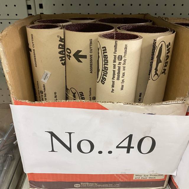 toa-ฉลาม-กระดาษทรายม้วน-กระดาษทรายแดง-เบอร์40-60-80-100-120-หน้ากว้าง-12-นิ้ว-30-ซม-ขายเป็นเมตร