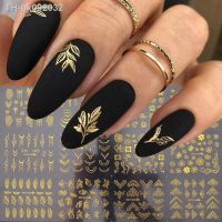 ◙❉✜ 12pcs Nail Stickers Gold Flower Leaf Lace Design Geometry Line Nail Art Sliders Manicure Polish Decal Wrap Decorations Wholesale