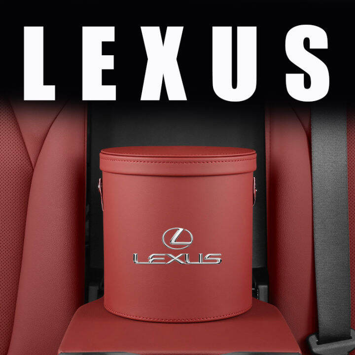 Lexus Storage Box Leather Storage Bucket Car Garbage Can Trash Can Organizer Accessories For