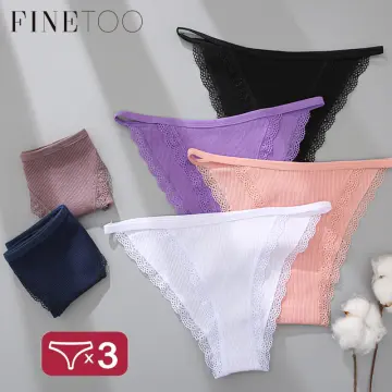 Finetoo 3pcs/set Sexy Panties Women Cotton G-string Female