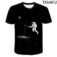 Astronaut Skateboard Creative 2021 New Summer Short Sleeve T-Shirt 3D Digital Print Loose Collar Go with everything