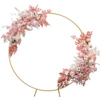 2.4M Circle Wedding Props Birthday Decor Wrought Iron Round Ring Arch Backdrop Round Arch Lawn Artificial Flower Row Stand Decor