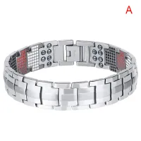 Newly Fashion Electroplated black 4-IN-1 Anion Magnetic Bracelet 591 Elements Titanium Men Bracelets