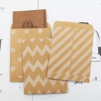 40pcs Small Goodie Bags Gift Cards Envelope Dot Chevoron Striped Kraft Paper Bag for Wedding Birthday Christmas Party Supplies