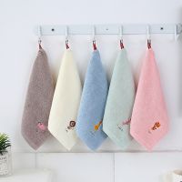 5 Pcs 25*25cm Cartoon Embroidery Towel Cute Animal Pure Cotton Super Absorbent Household Cleaning Face Towels Bathroom Supplies