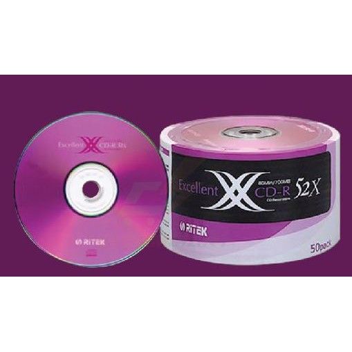 แผ่นซีดี RITEK Color Shrink CD-R 52x 80Min/700mb 50Pcs