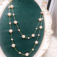 Double Layer Pearl Jewelry Simulation Long Necklace Women Classic Beads Chain Necklace &amp; Pendant Good Gift