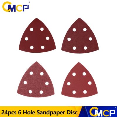 【LZ】△﹍☈  24pcs Triangle 6 Hole Self-adhesive Sandpaper Hook   Loop Sandpaper Disc Multi-Tools Oscillating Saw Blade