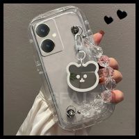 เคสโทรศัพท์สบู่ VIVO Y27 Y36 Y78 4G 5G 2023ใหม่สร้อยข้อมือกระจกหมีเล็กๆน้อยๆโปร่งใสกันกระแทกกรอบป้องกันกล้องเคส VivoY27 VivoY36