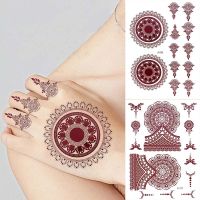 Brown Henna Tattoos Women Waterproof Temporary Henna Sticker for Hand Fake Tattoo Body Art Lace Mehndi Hena Tatoo