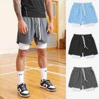 CODkuo0186 Seluar Sukan Fake Two Piece American Basketball Shorts Mens Two Layer Elastic Loose Breathable Quick-drying Sports Shorts All-match Casual Trend Shorts Running Fitness Shorts