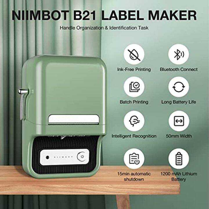 NIIMBOT B21 Label Maker Wireless Thermal Label Printer Inkless Label ...