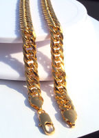 MENS 24 K SOLID GOLD FINISH THICK MIAMI CUBAN LINK NECKLACE CHAIN 10mm Heavy