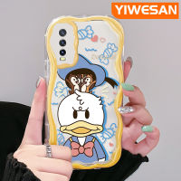 "YIWESAN เคสสำหรับ VIVO Y20 Y20i Y20s Y20 2021 Y11s Y12A Y20T Y20S เมตร Y20S เคสรูปการ์ตูนโดนัลด์เป็ดสีสันสดใสมีขอบเป็นคลื่นเคสโทรศัพท์โปร่งใสปกป้องกล้องกันกระแทกซิลิโคนอ่อนชัดเจนปลอก"