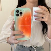 [COD] ins sunset gradient smudge 13pro14Promax mobile phone case suitable for iPhone11/12pro soft