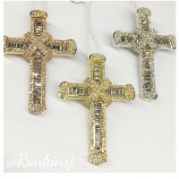 Luxury 24K yellow gold Exquisite Bible Jesus Cross Pendant Necklace for Women Men Crucifix Charm Simulated Diamond Jewelry
