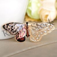 【hot sale】 ❂▦ B36 Purple Enamel Butterfly Brooches Insects Banquet Wedding Party Brooch Gifts Women Men Crystal Rhinestone Animal Lapel Pin