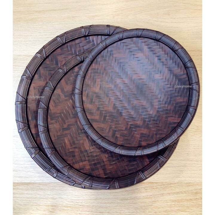 🔥 Melamine Winter Bamboo Round Food Plate Pinggan Buluh Rattan Hidangan 