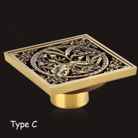 10cm Euro Style Antique Brass Flower Art Carved Euro Floor Drains Square Floor Drain Strainer 10*10cm