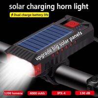 ▫ Solar Bike Light Front Flashlight with Horn Bicycle Lantern USB Rechargeable Lamp Taillight Luces Bicicleta Cycling Accessories