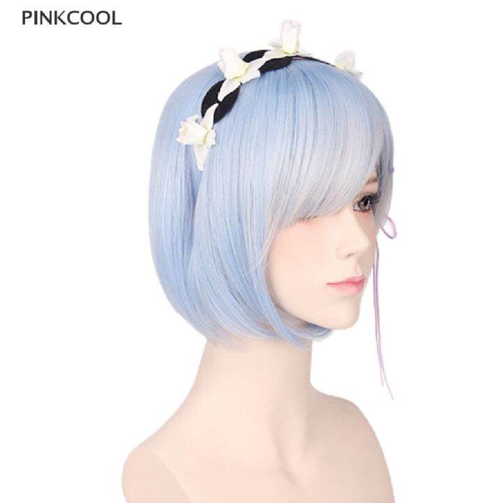 pinkcool-วิกผมคอสเพลย์-hajimeru-isekai-seikatsu-rem-ram-twins-สีฟ้า-สีชมพู-สําหรับปาร์ตี้