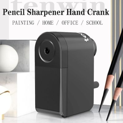 Tenwin 3 Colors Stationery Pencil Sharpener Hand Crank Lot for Children with Container Painting Artist school supplies