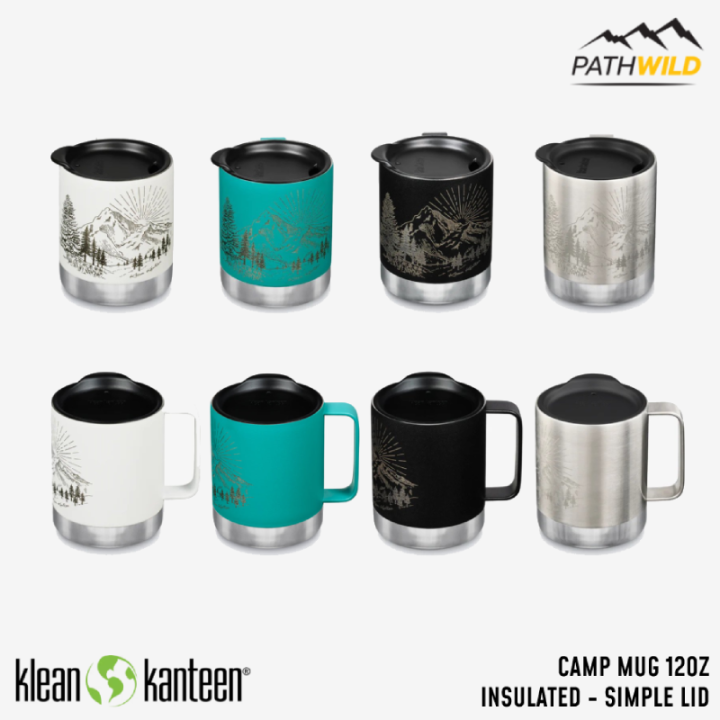 Klean Kanteen 355ml Insulated Camp Mug w/Tumbler Lid Cup Mountain-Porcelain