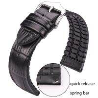 （Bar watchband）กำไลข้อมือนาฬิกาหนังแท้สำหรับผู้ชายและผู้หญิง,สายนาฬิการะบายอากาศได้ดีมียาง10สีอุปกรณ์สายรัด18มม. 20มม. 22มม.