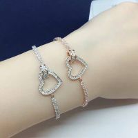 Swarovski discount rose gold heart-to-heart pull-out bracelet for women heart-shaped bracelet 【SSY】