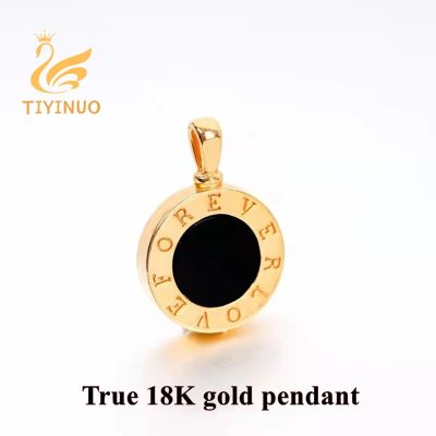 TIYINUO AU750แท้18K ของแท้สองด้านเครื่องประดับอย่างดีจี้ทรงกลมสีดำสีขาวของขวัญสำหรับผู้หญิง