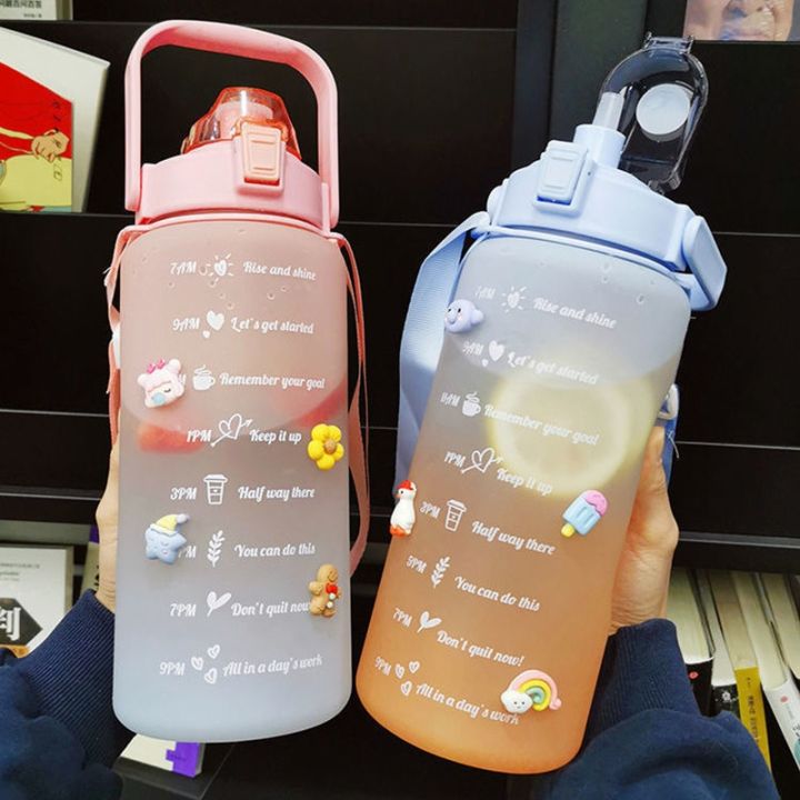 2-liters-water-bottle-motivational-drinking-bottle-sports-water-bottle-with-time-marker-stickers-portable-reusable-plastic-cups