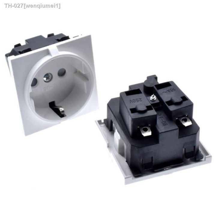 black-white-16a-250v-2p-e-eu-german-france-4-8mm-embedded-ac-power-socket-module-socket-with-ground-wire-industrial-female-plug