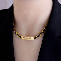 ทองตลอดกาลผู้หญิง Chokers สร้อยคอฝรั่งเศสอินเทรนด์หนังถักโซ่ Kpop ปาร์ตี้เค้นคอ