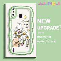 Jjlingji เคสสำหรับ Infinix Smart 4เคส X653 4C อัจฉริยะเคสลายชีวิตดีขอบครีมเคสมือถือกันกระแทกแบบใสนิ่มเคสโปร่งใสลายกล้องถ่ายรูปที่สร้างสรรค์เรียบง่ายฝาครอบป้องกันอ่อนโยน