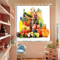 Modern Simple Printed Blackout Curtains Yellow Orange Apple Fruit Series Pattern Short Curtains Thicken Fabric Kitchen Curtains