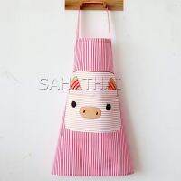 SH.Thai ผ้ากันเปื้อนลายการ์ตูนน้องหมูสีสันสดไส ชุดทำอาหาร ผ้ากันเปื้อนสะอาด apron