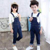 ☢ lunzhuang01020 Kids Denim Overalls for Teenagers Jeans Dungarees Jumpsuit Children Boys Pants Age 4 5 7 9 13 Years