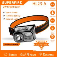 SUPERFIRE ไฟหน้า Type- C HL23-A  ชาร์จไฟได้น้ำหนักเบา Led สว่า ง ที่สุดกันน้ำฉุกเฉินสำหรับการตั้งแคมป์คืนเดินป่าทำงาน