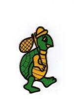 iron on patch EmbroideryTurtle on the road 8 x 4 cm เต่า ตัวรีด เย็บติดผ้าประเทศไทย โลโก้ปัก มีกาวสำหรับรีด ตกแต่งเสื้อผ้า