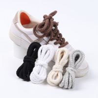 2pcs Linen Cotton Shoelaces Drawstring Round Shoe Laces Cross Braiding Strap Board Shoes Shoestrings Bright Strings Accessory