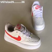 รองเท้าผ้าใบเด็กไนท์กี้ แอร์ฟอร์ด 1 เด็ก Air Force 1 รองเท้า Kids ? ใส่ไปโรงเรียน สีขาว/แดง size: 25-36 เด็กชายและเด็กหญิง