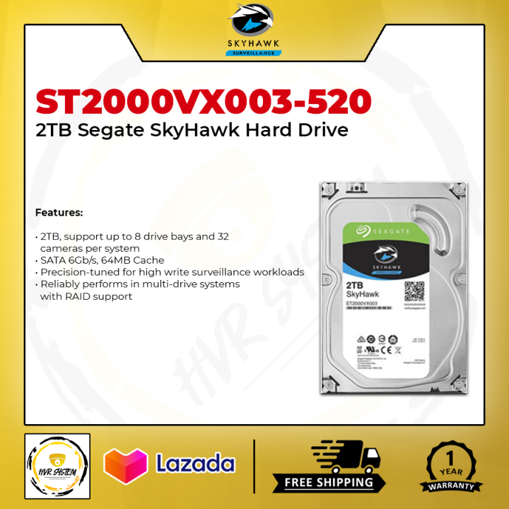 SEAGATE ST2000VX003-520 CCTV SURVEILLANCE HARD DRIVE | Lazada PH