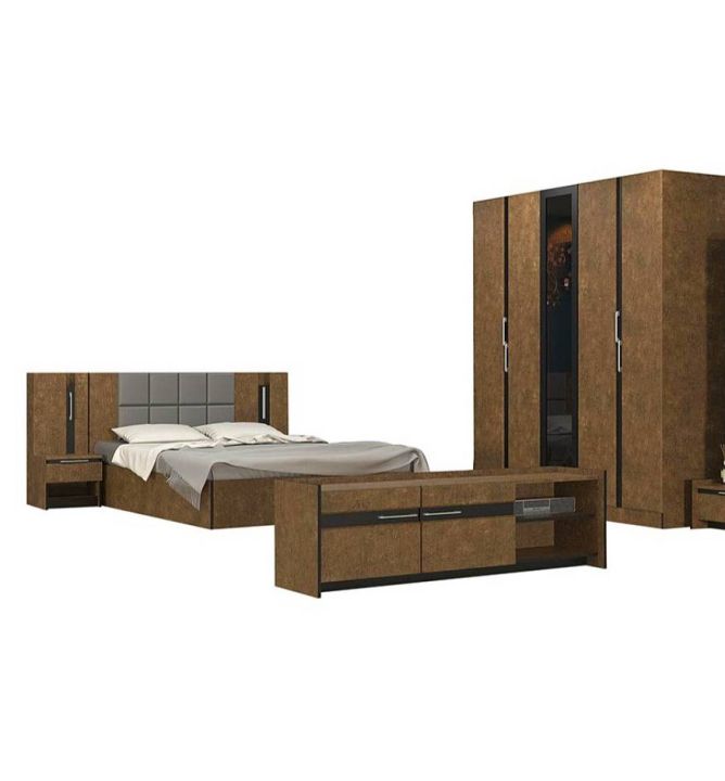 shop-nbl-ชุดห้องนอน-victory-5-ฟุต-model-vt-2xxg-ดีไซน์สวยหรู-สไตล์ยุโรป-ประกอบด้วย-เตียง-ตู้เสื้อผ้า-ตู้ข้างเตียงx2-โต๊ะวางทีวี