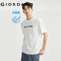 GIORDANO ผู้ชาย เสื้อยืดคอกลมพิมพ์ลายความถี่สูงเทคโนโลยีขั้นสูงความรู้สึกเย็นสบายด้วยน้ำแข็งออกซิเจน Free Shipping 01023410