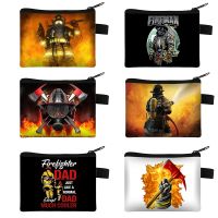 ❍☢ Cool Firefighter Print Coin Purse Women Wallets For Travel Fireman Rescue Team Handbag ID Credit Card Money Holder Bags Gift